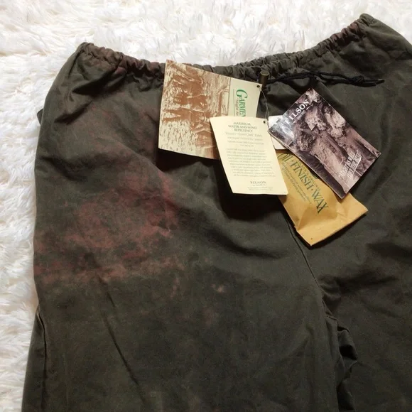 C.C. Filson Foul Weather Rain Pants Cover Cloth Oil Finish Tin Wind Repel XL Vtg